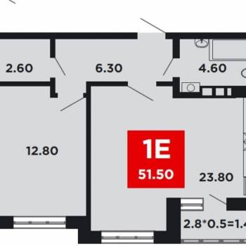 Продается 1-комнатная квартира, 52 м²