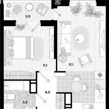 Продается 1-комнатная квартира, 36,7 м²
