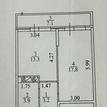 Продается 1-комнатная квартира, 45,3 м²