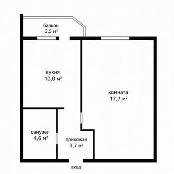 Продается 1-комнатная квартира, 36 м²