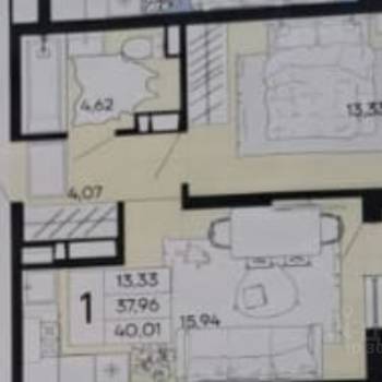 Продается 1-комнатная квартира, 40,1 м²