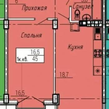 Продается 1-комнатная квартира, 45 м²