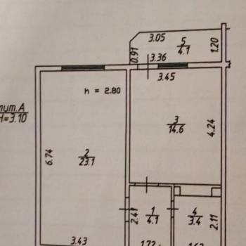 Продается 1-комнатная квартира, 45,2 м²