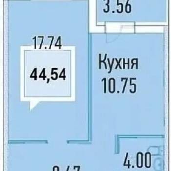 Продается 1-комнатная квартира, 44,5 м²