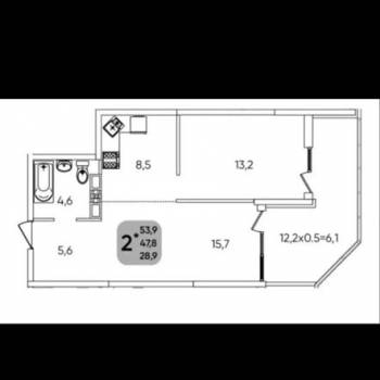 Продается 2-х комнатная квартира, 53,9 м²