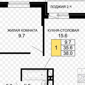 Продается 1-комнатная квартира, 38 м²