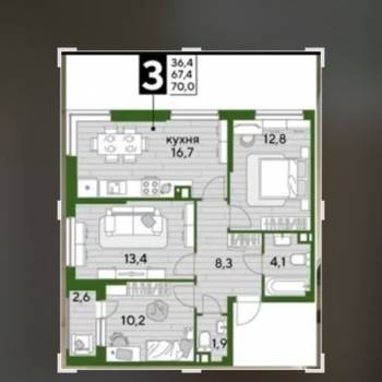 Сдается Многокомнатная квартира, 72 м²