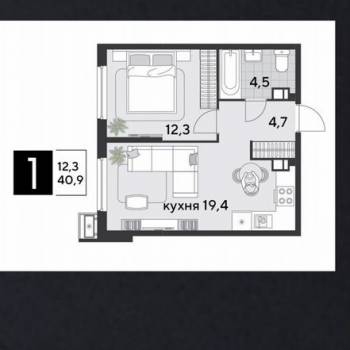 Сдается 1-комнатная квартира, 40 м²