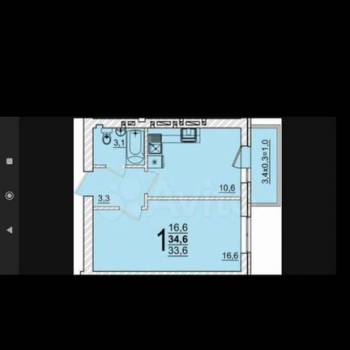 Продается 1-комнатная квартира, 33,1 м²