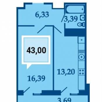 Сдается 1-комнатная квартира, 43 м²