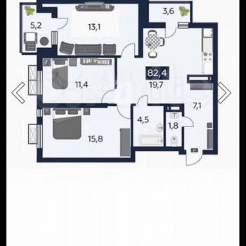 Продается 3-х комнатная квартира, 824 м²