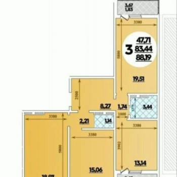 Сдается Многокомнатная квартира, 83,4 м²