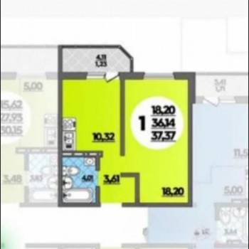 Сдается 1-комнатная квартира, 37 м²