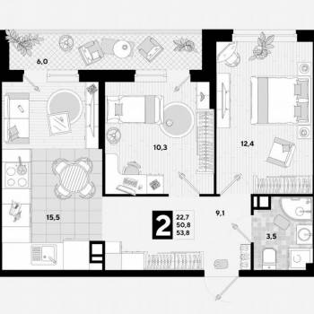 Продается 2-х комнатная квартира, 50,8 м²