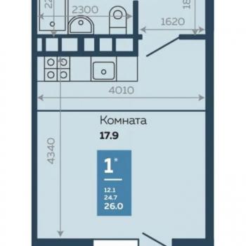 Продается 1-комнатная квартира, 24,7 м²