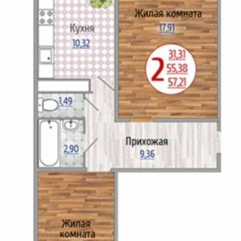 Продается 2-х комнатная квартира, 57,2 м²