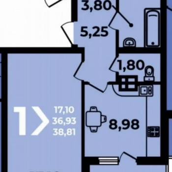 Продается 1-комнатная квартира, 39 м²