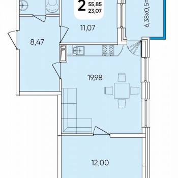 Сдается 2-х комнатная квартира, 62,1 м²