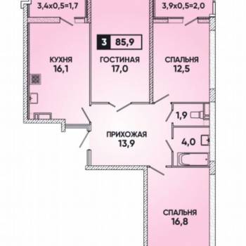 Продается 3-х комнатная квартира, 82,3 м²