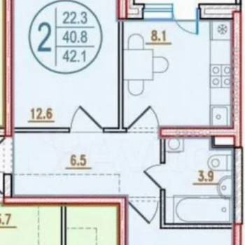 Продается 2-х комнатная квартира, 41,7 м²