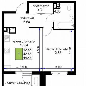 Сдается 1-комнатная квартира, 43,7 м²