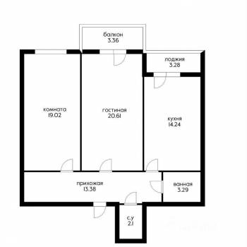 Продается 2-х комнатная квартира, 72,5 м²