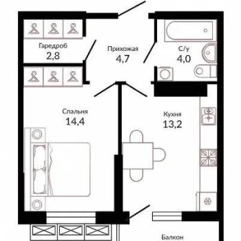 Сдается 1-комнатная квартира, 40 м²