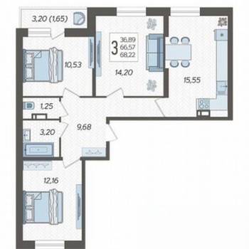 Продается 3-х комнатная квартира, 68 м²
