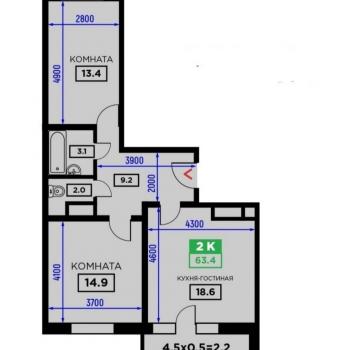 Продается 2-х комнатная квартира, 64 м²