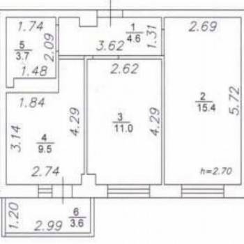 Продается 2-х комнатная квартира, 44,2 м²
