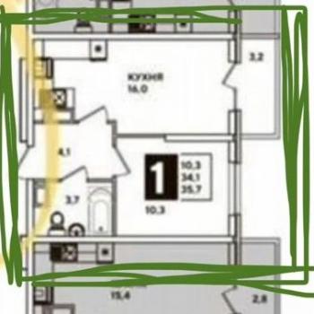 Продается 1-комнатная квартира, 34,1 м²