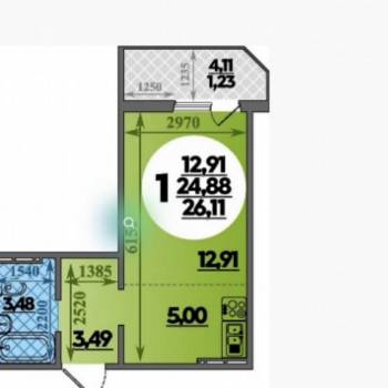 Сдается 1-комнатная квартира, 26,1 м²