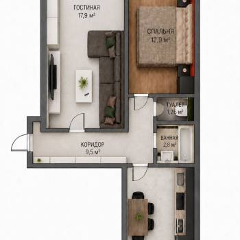 Продается 2-х комнатная квартира, 54 м²