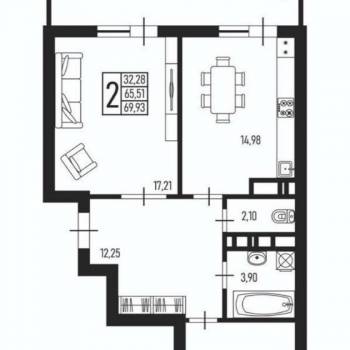 Сдается 2-х комнатная квартира, 65,8 м²