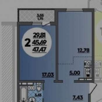 Сдается 1-комнатная квартира, 47 м²