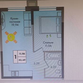 Сдается 2-х комнатная квартира, 44 м²