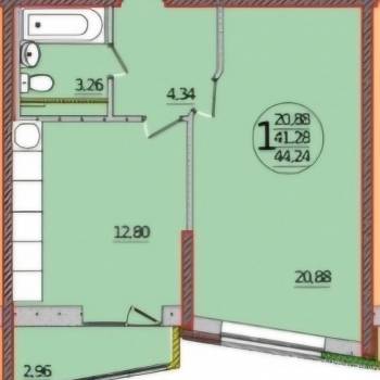 Продается 1-комнатная квартира, 44 м²
