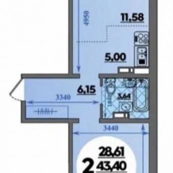Продается 2-х комнатная квартира, 47 м²