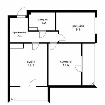 Продается 2-х комнатная квартира, 45,9 м²