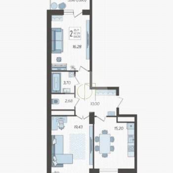 Продается 2-х комнатная квартира, 71 м²