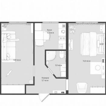 Продается 2-х комнатная квартира, 44,3 м²