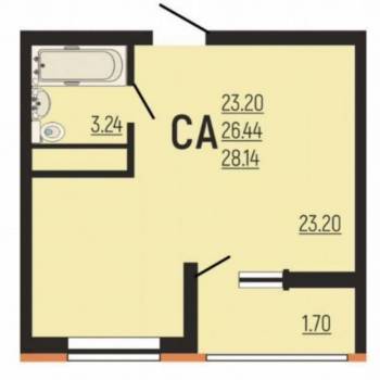Продается 1-комнатная квартира, 28,1 м²