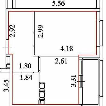 Продается 1-комнатная квартира, 33,3 м²