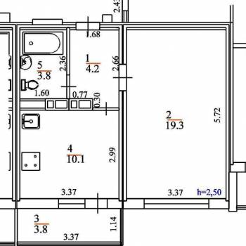 Продается 1-комнатная квартира, 37,4 м²