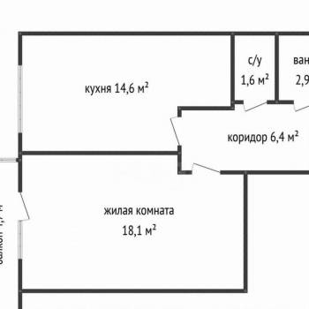 Продается 1-комнатная квартира, 43,6 м²