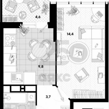 Продается 1-комнатная квартира, 31,3 м²