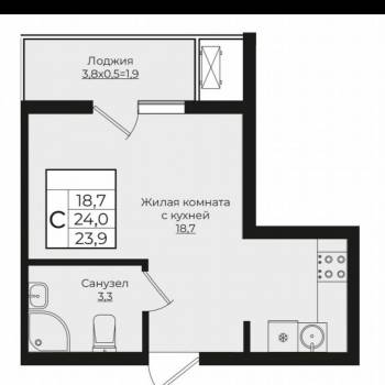 Продается 1-комнатная квартира, 25 м²
