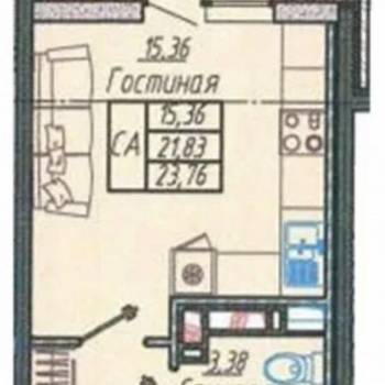 Продается 1-комнатная квартира, 22,1 м²