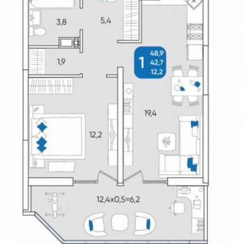 Продается 1-комнатная квартира, 46 м²