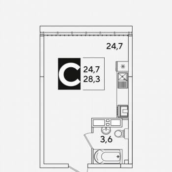 Продается 1-комнатная квартира, 28,3 м²